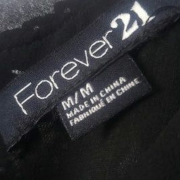 Forever 21 Black Square Sequin Sexy Ties in Back Semi-Transparent Top SZ M - Picture 2 of 7